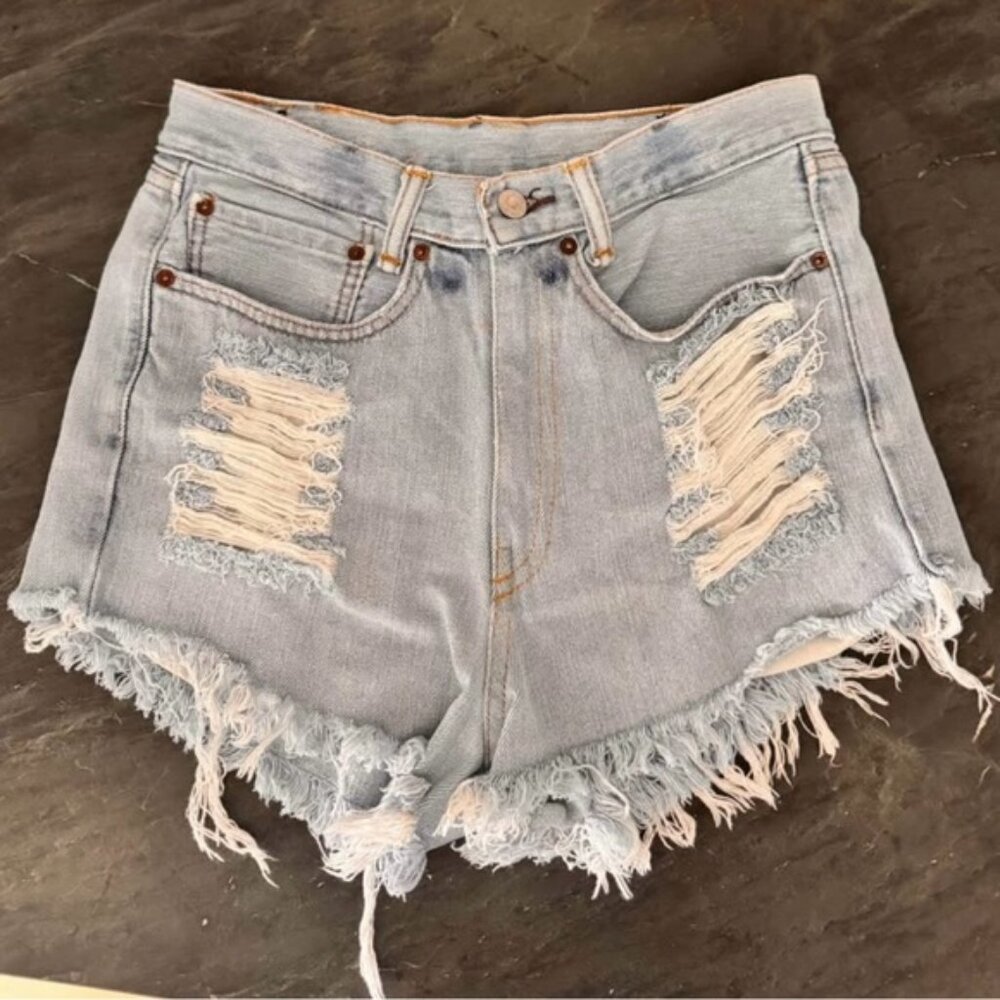 Levi's Light Blue Distressed Jean Shorts